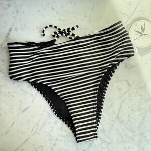 Byrds of Paradise 'Elisa' Black & White Stripe Bikini Bottom Swimwear